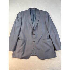 Peter Millar Wool Blazer Sport Coat Mens 46 Tall Blue Gingham Plaid Golf